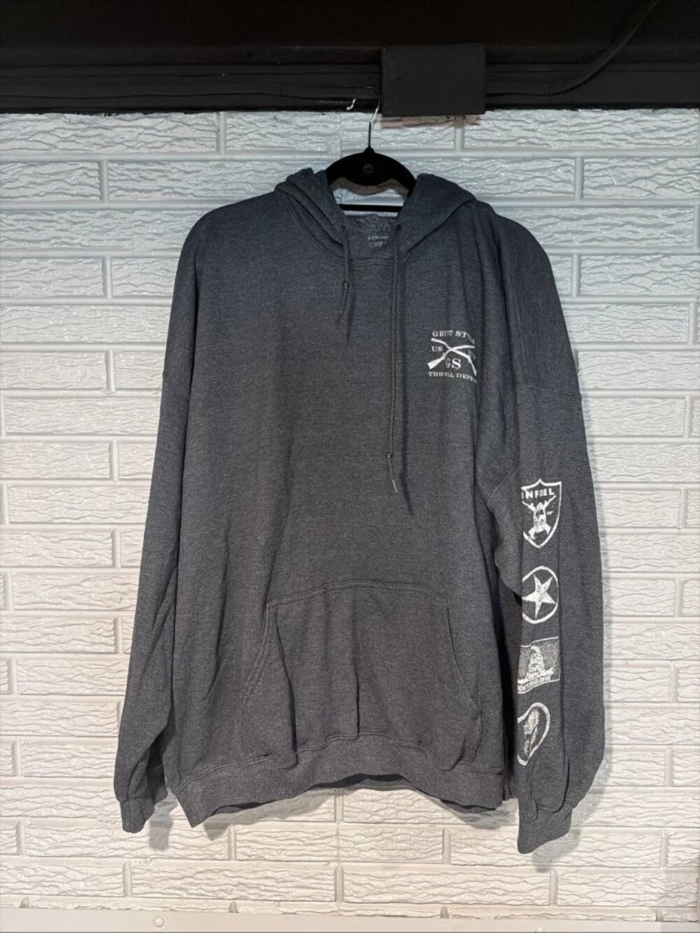 GRUNT STYLE Hoodie Charcoal Graphic Print Sleeve Logos Men’s XXXL